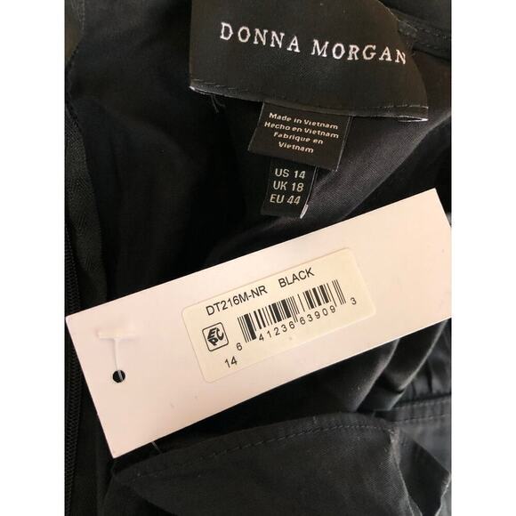 Donna Morgan Elkin Dress Ruffle Sleeve 2 Tier Fit & Flare Mini Black NWT Size 14 - Picture 11 of 12